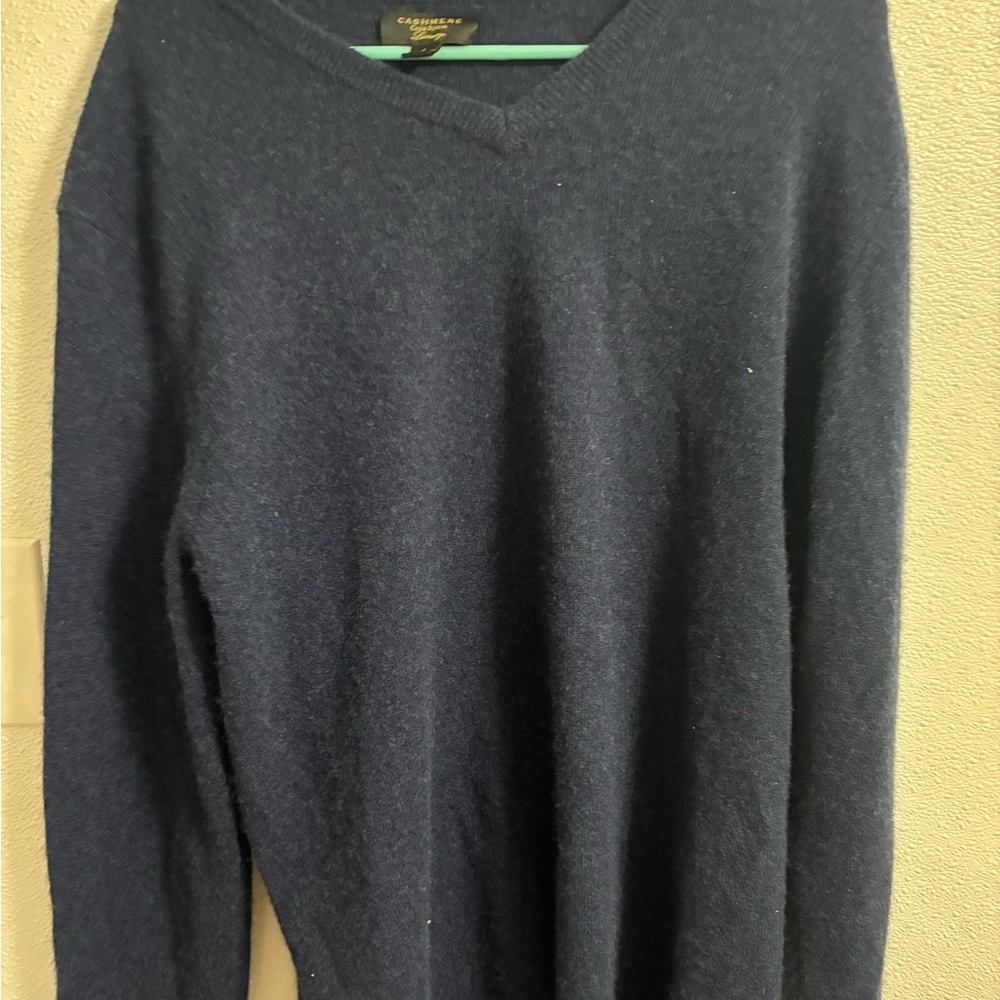Club Room Men's Dark V-Neck CASHMERE Sweater L